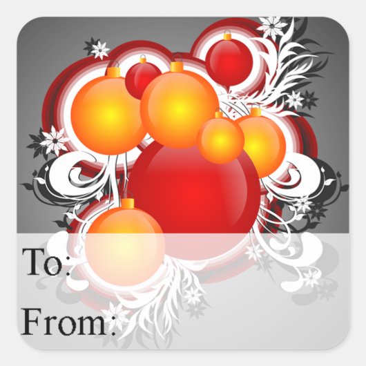 3Dクリスマスオーナメントギフトラベル スクエアシール (正面)