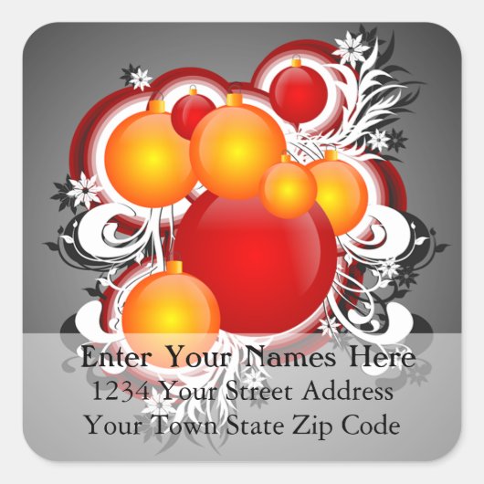 3Dクリスマスオーナメント住所 シール (正面)