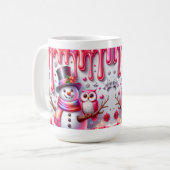 3Dクリスマススノーマンとフクロウ コーヒーマグカップ (正面左)