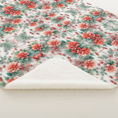 3dクリスマスフラワーデジタルフローラルパターン シェルパブランケット (3/4)
