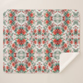 3dクリスマスフラワーデジタルフローラルパターン シェルパブランケット (正面(横))