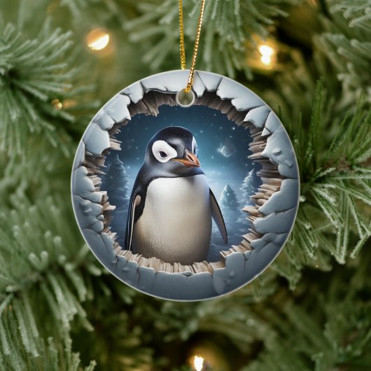 3Dクリスマスペンギン セラミックオーナメント (ツリー)