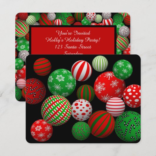 3Dクリスマスボール 招待状 (正面/裏面)