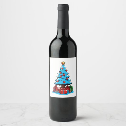 3Dクリスマスメリー ワインラベル (正面)