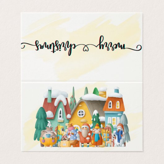 3Dクリスマス案内応答名刺 名刺 (外部フラット)