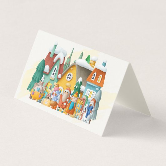 3Dクリスマス案内応答名刺 名刺 (正面)