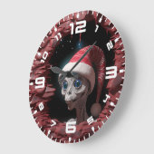 3Dクリスマス火星エイリアン ラージ壁時計 (傾斜)