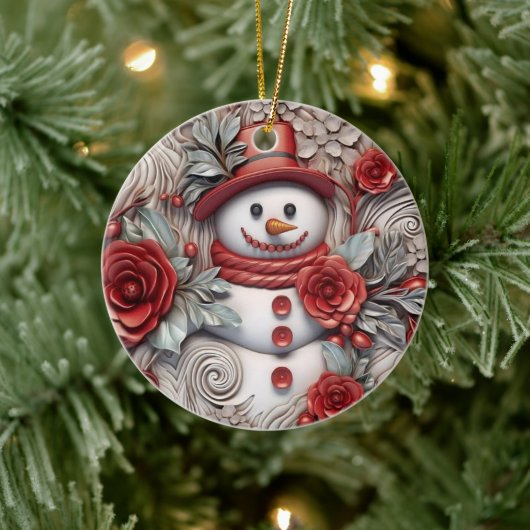 3Dクリスマス雪だるま セラミックオーナメント (ツリー)