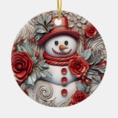 3Dクリスマス雪だるま セラミックオーナメント (正面)