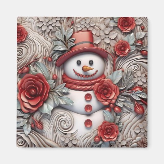 3Dクリスマス雪だるま マグネット (正面)