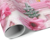 3dクレイピンククリスマスポインセティアビレッジ ラッピングペーパー (ロールコーナー)