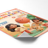 3Dクレイ かわいい子どもの風船呼吸 教育 ポスター (角)