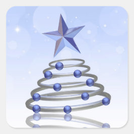 3Dクロームモダンクリスマスツリー スクエアシール