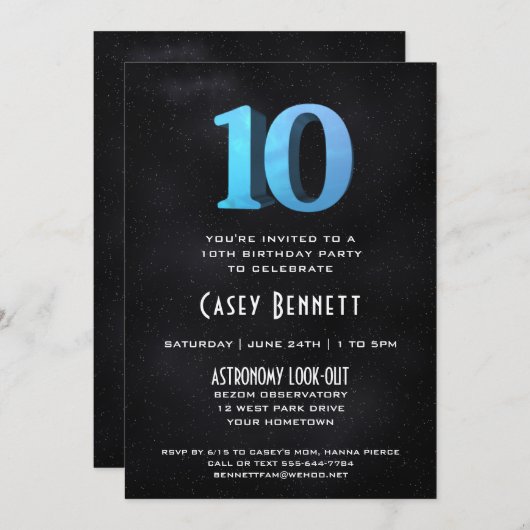 3Dクールオンブラック10thバースデーパーティーへの招待 招待状 (正面/裏面)