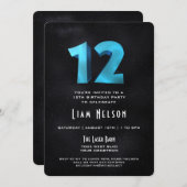 3Dクールオンブラック12thバースデーパーティーへの招待 招待状 (正面/裏面)