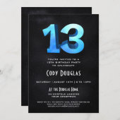 3Dクールオンブラック13thバースデーパーティーへの招待 招待状 (正面/裏面)