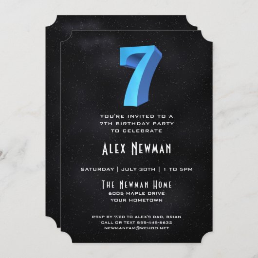 3Dクールオンブラック7thバースデーパーティーへの招待 招待状 (正面/裏面)