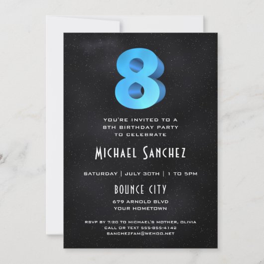 3Dクールオンブラック8thバースデーパーティーへの招待 招待状 (正面)