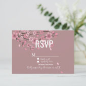 3Dグラデーションの花びら 桜の植物画 RSVP 招待状 (スタンド正面)