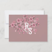 3Dグラデーションの花びら 桜の植物画 RSVP 招待状 (裏面)