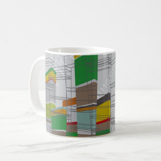 3Dグラフィックアートのカラフルなブロックのマグ コーヒーマグカップ (正面左)