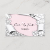 3Dグリッターメイクアップアーティストイベントピンクシルバーグリッター 名刺 (正面)