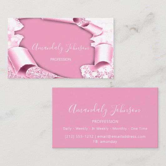 3Dグリッターメイクアップアーティストバラピンクグラム 名刺 (正面/裏面)