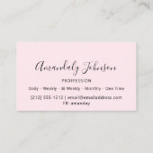 3Dグリッターメイクアップアーティストバラピンクブルーグリッター 名刺 (裏面)