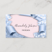 3Dグリッターメイクアップアーティストバラピンクブルーグリッター 名刺 (正面)