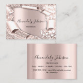 3Dグリッターメイクアップイベントプランナーバラピンク 名刺 (正面/裏面)