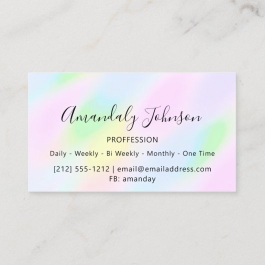 3Dグリッターメイクアップイベントプランナーホログラフィピンク 名刺 (裏面)