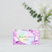 3Dグリッターメイクアップイベントプランナーホログラフィピンク 名刺 (スタンド正面)