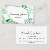 3Dグリッターメイクアップイベントプランナーミントグリーン 名刺 (正面/裏面)
