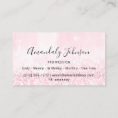 3Dグリッターメイクアップイベントプランナーユニークピンク 名刺 (裏面)