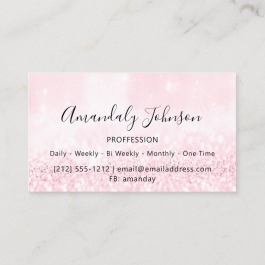 3Dグリッターメイクアップイベントプランナーユニークピンク 名刺 (裏面)