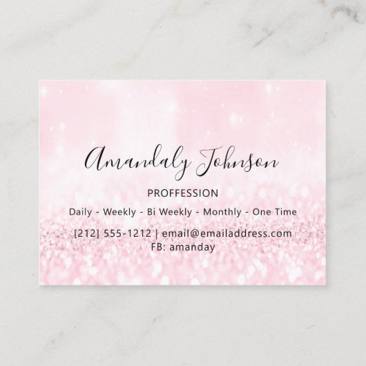 3Dグリッターメイクアップイベントプランナーラグジュアリーピンク 名刺 (裏面)