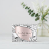 3Dグリッターメイクアップイベント美容師バラ銀 名刺 (スタンド正面)