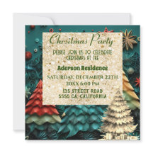 3dグリーンクリスマスツリー|ゴールデンクリスマスパーティー