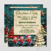 3dグリーンクリスマスツリー|ヴァンゴおもしろいダンス 招待状 (正面/裏面)