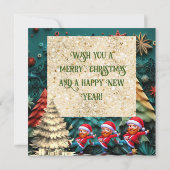 3dグリーンクリスマスツリー|ヴァンゴおもしろいダンス 招待状 (裏面)