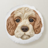 3Dコッカプー犬モチーフ ラウンドクッション (裏面)