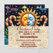 3dゴールデンクリスマスツリー|ゴールデンクリスマスパーティー 招待状 (正面/裏面)