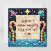 3dゴールデンクリスマスツリー|ゴールデンクリスマスパーティー 招待状 (裏面)