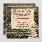 3dゴールデンクリスマスツリー|ゴールデンクリスマスパーティー 招待状 (正面/裏面)