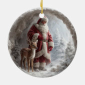 3Dサンタとシカの陶器クリスマスオーナメント セラミックオーナメント (裏面)