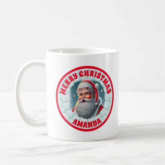 3Dサンタクリスマスキッズパーソナライズされたホットチョコレート コーヒーマグカップ (左)