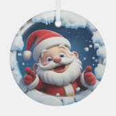 3Dサンタクロースのクリスマスオーナメント ガラスオーナメント (正面)