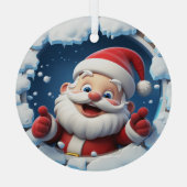 3Dサンタクロースのクリスマスオーナメント ガラスオーナメント (裏面)