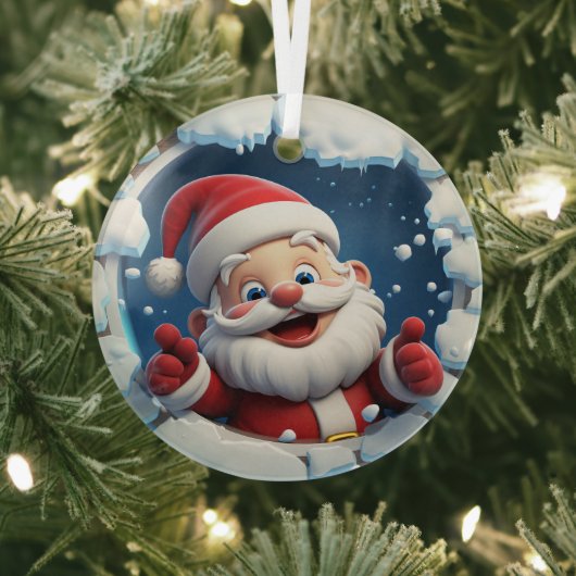 3Dサンタクロースのクリスマスオーナメント ガラスオーナメント (インサイチュ)