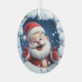 3Dサンタクロースのクリスマスオーナメント ガラスオーナメント (正面左)